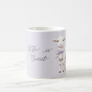 Mug La vie est douce agneau heureux arc lavande