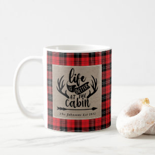 Mug La vie est meilleure au Cabine Buffalo Plaid Burla