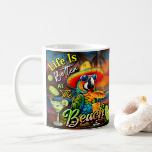 Mug La Vie Est Meilleure Au Parrot Tropical De Plage