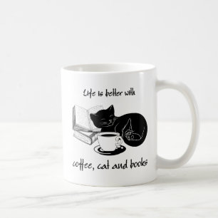 MUG LA VIE EST MEILLEURE AVEC CAFÉ À CAFÉ ET LIVRES