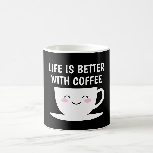 Mug La vie est meilleure avec le café mignon Kawaii ba (Centre)