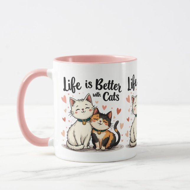 Mug La vie est meilleure avec les chats mignonne Chat  (Gauche)