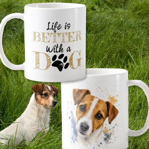 Mug La vie est meilleure avec un cadeau de Jack Russel