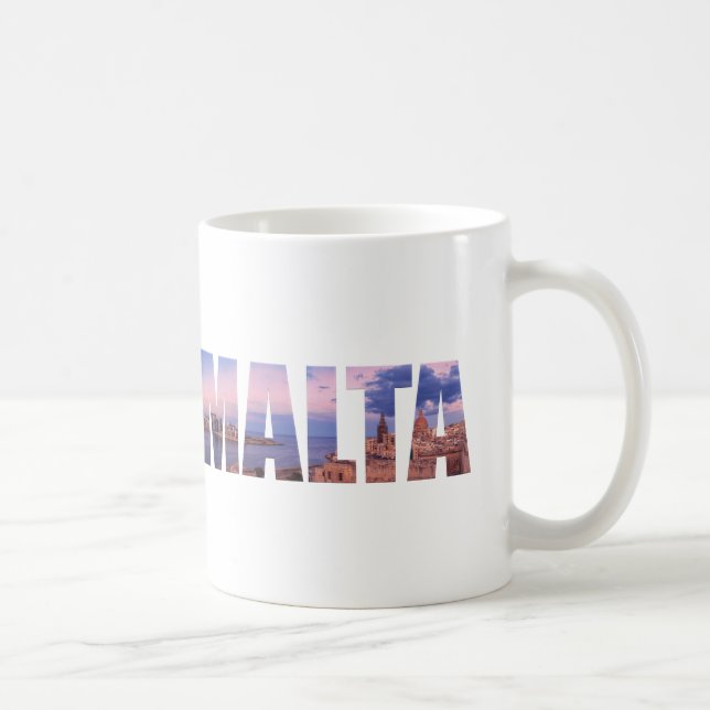 Mug La vieille ville de La Valette et port Malte texte (Droite)