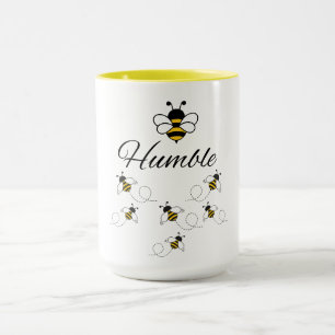 MUG L'ABEILLE HUMBLE DEUX TONS JAUNE SOLEIL BLANC MOTI