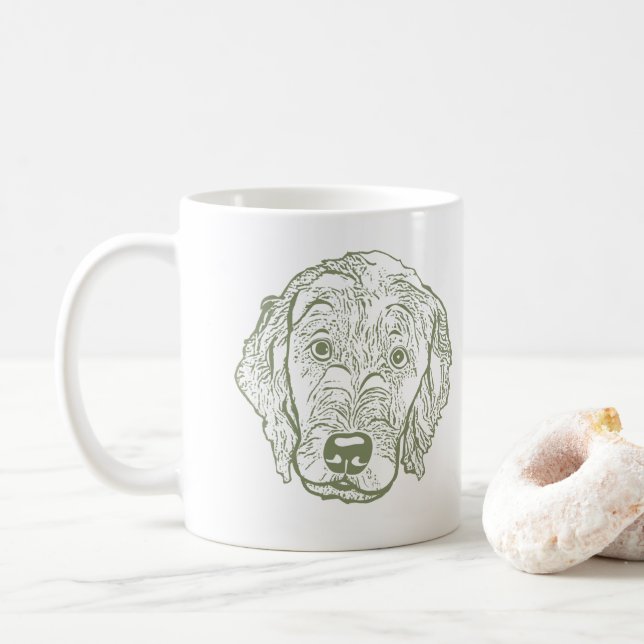Mug Labradoodé Chien Dessin main personnalisé (Avec donut)