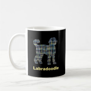 Mug Labradoodé Chien Silhouette Jaune&Grille Bleue