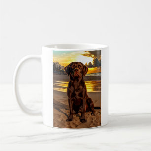 Mug Labrador au chocolat au coucher du soleil