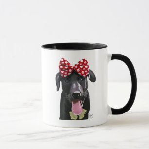 Mug Labrador noir avec l'arc rouge sur la tête