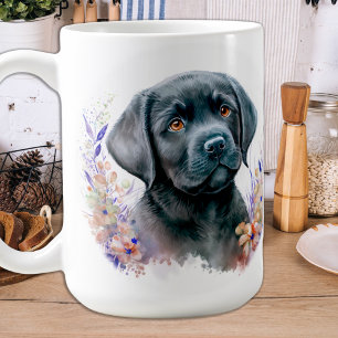 Mug Labrador Retriever Chien Moderne Floral Chiot