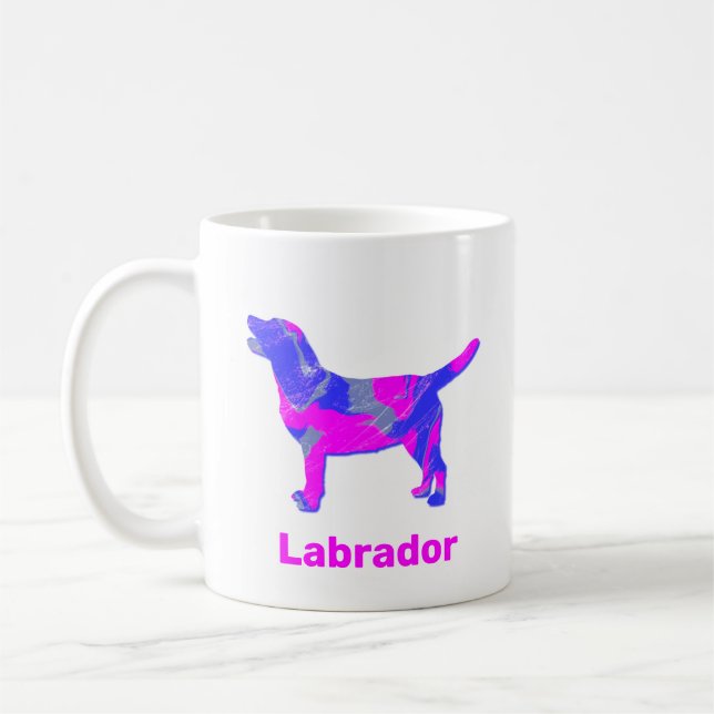Mug Labrador Retriever Chien Silhouette Fou Rose Hot (Gauche)