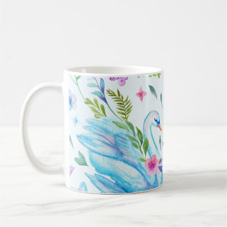 Mug Lac de cygne, aquarelle mignonne motif sans coutur