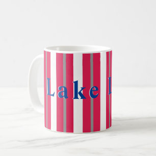 Mug Lac ou plage personnalisé Rouge blanc rayé