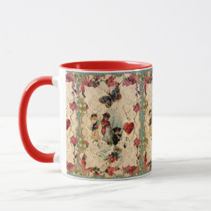 MUG LACE ANTIQUE VALENTINE, CUPIDE, AMOUREUX ET BOUTTE
