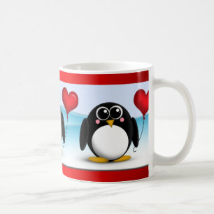 Mug L'adorable ballons de coeurs de pingouins La Saint