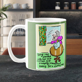 Mug Lady est contente de son nouveau rideau