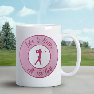 Mug Lady Golfer Tee Temps Sports Humour Funny Pun rose