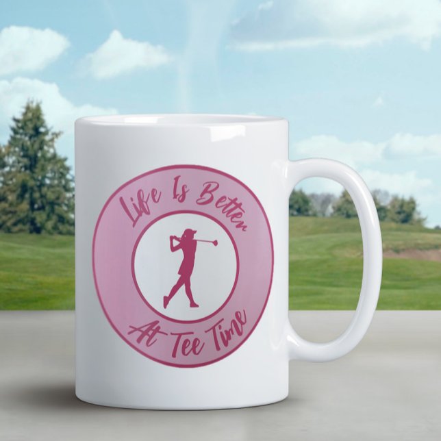 Mug Lady Golfer Tee Temps Sports Humour Funny Pun rose (Créateur téléchargé)
