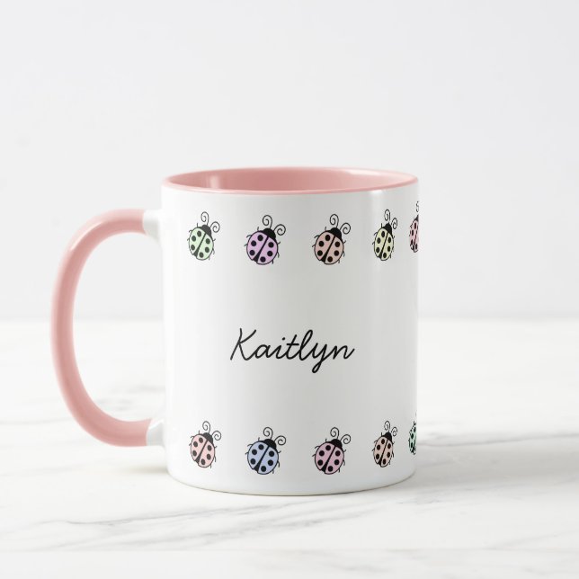 Mug Ladybugs Pastel Multicolor Frontière (Gauche)