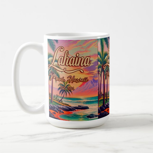 Mug Lahaina Maui Hawaii Retro Sunset Souvenir 1950 (Gauche)