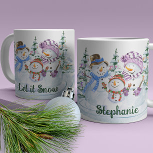 Mug Laisser la neige mignonne Snowman Noël personnalis