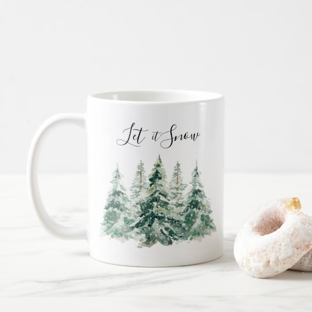 Mug Laisser l'aquarelle de neige sapin de Noël (Avec donut)