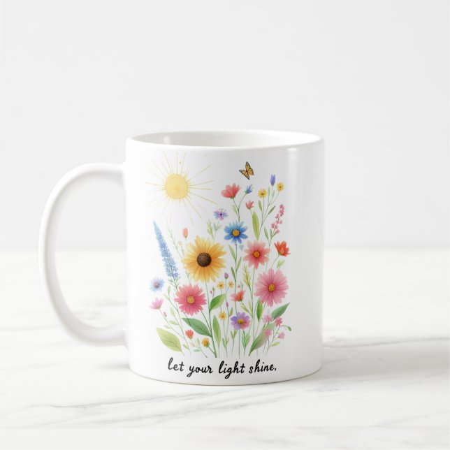 Mug Laissez-vous illuminer les fleurs et le soleil per (Gauche)