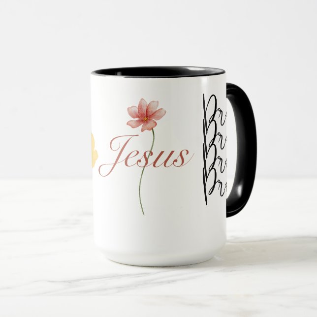Mug Laissons Dieu Chrétienté Foi Bible Jésus (Devant droit)