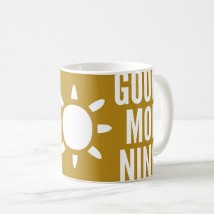 Mug Lait De Café Élégant Bon Matin Boug De Thé Soleil