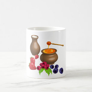 Mug Lait et Miel avec Baies Nourriture Rustique