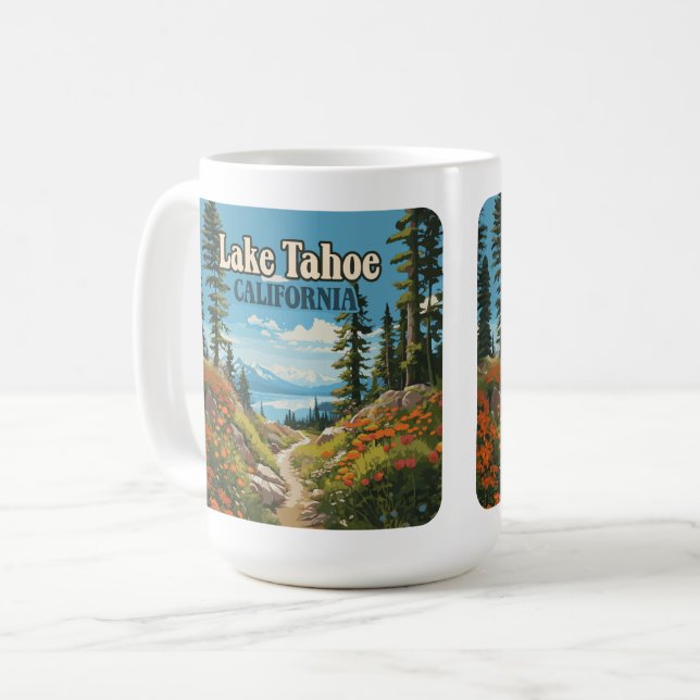Mug Lake Tahoe California Nevada Retro Travel (Devant gauche)