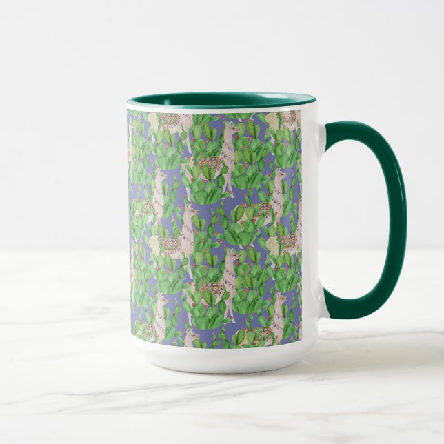 Mug Lama d'aquarelle et motif de Catus (Droite)