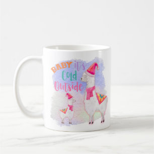 Mug Lama de vacances de Noël - bébé c'est extérieu