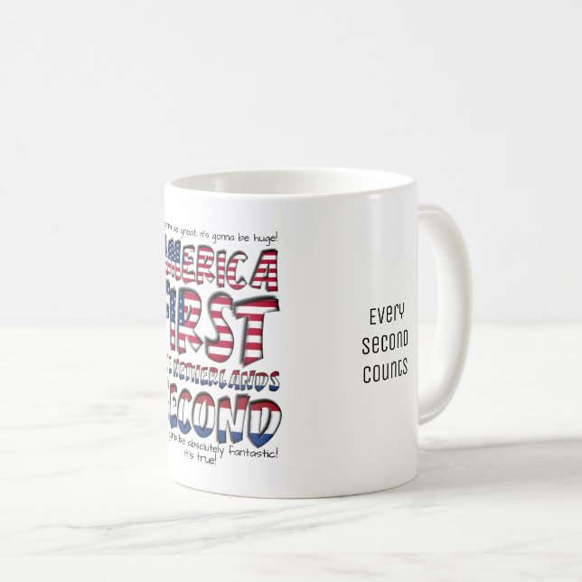 Mug L'Amérique d'abord La Pays-Bas deuxième typographi (Devant droit)