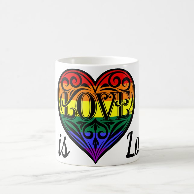 Mug L'amour est amour LGBTQ Coeur arc-en-ciel (Centre)