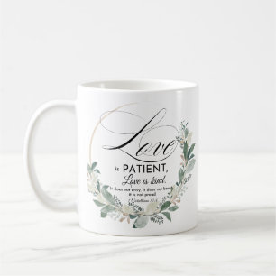 Mug L'amour est patient - 1 Cor 13:4 Fleur de feuille 