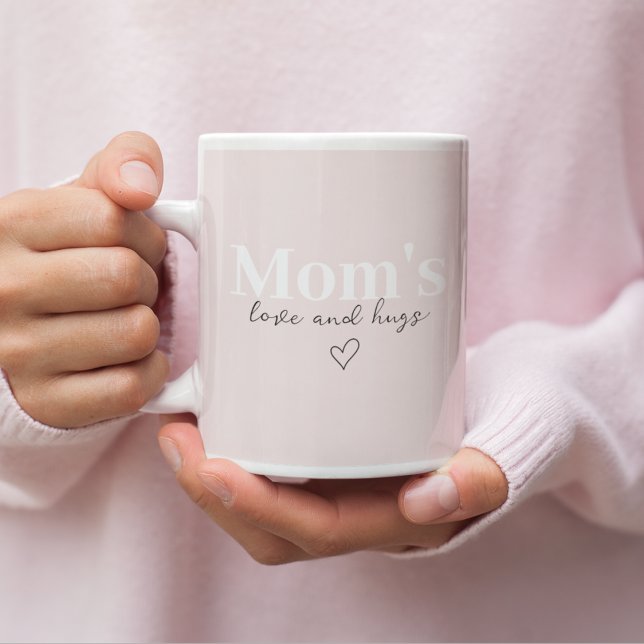Mug L'amour et les câlins de maman | Élégant Pastel Ro (Créateur téléchargé)