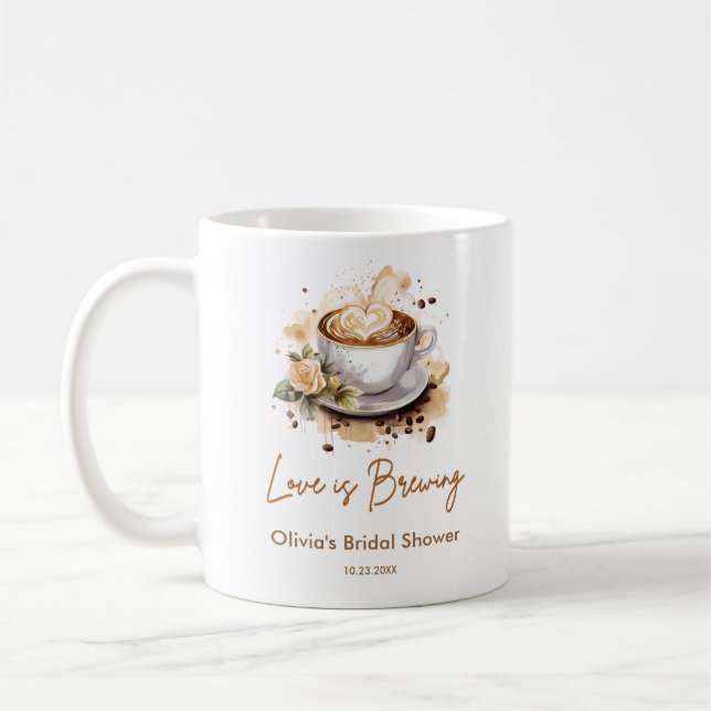 Mug L'Amour Floral Se Prépare Mariage Thème Café Brun  (Gauche)