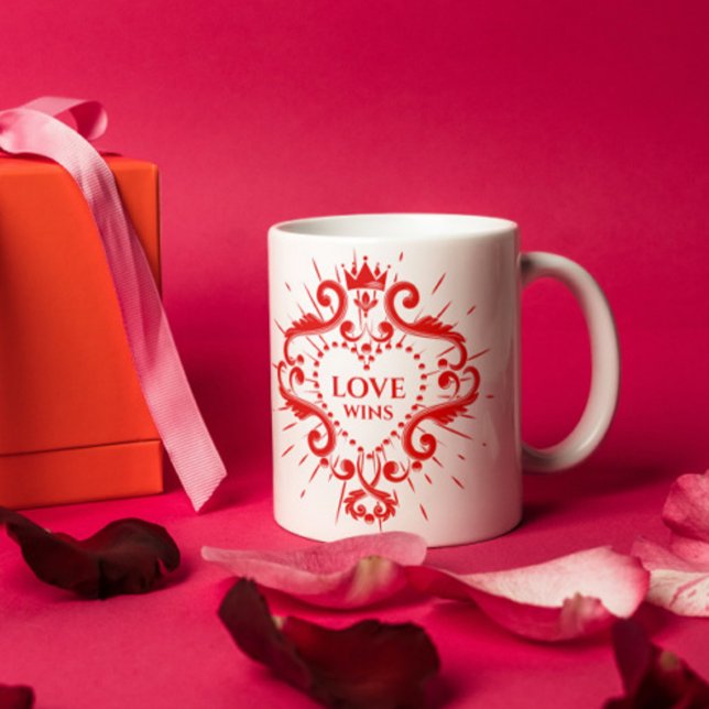 Mug L'amour gagne Valentines Red Couronne Frame (Créateur téléchargé)