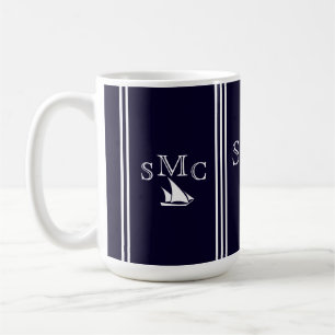 Mug Lampe de plafond de bateau à voile bleu marine Mon