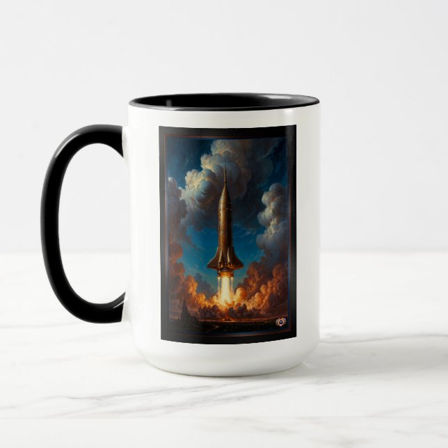 Mug Lancement d'une fusée de fusion rétro époustouflan (Gauche)