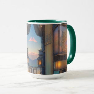 Mug Lanterne de balcon de ville Steampunk SciFi