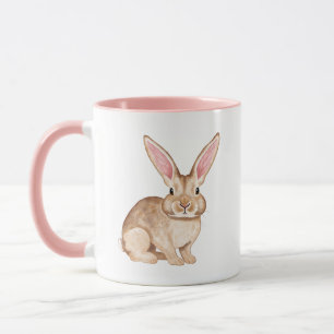 Mug Lapin à l'aquarelle marron avec de grandes oreille