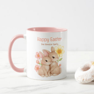Mug Lapin aquarelle personnalisé Joyeuses Pâques 