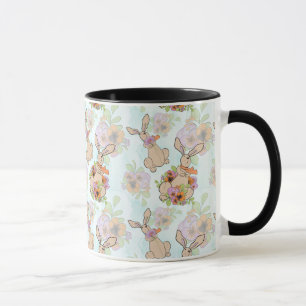 Mug Lapin avec le motif de fleurs
