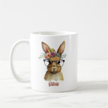 Lapin Avec Verres Fleurs de Couronne aquarelle Des