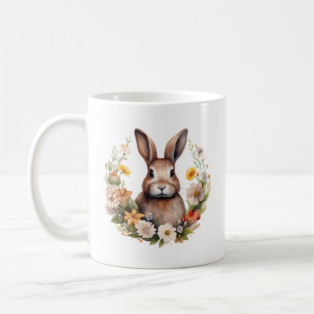 Mug Lapin Brown avec fleurs de printemps (Gauche)