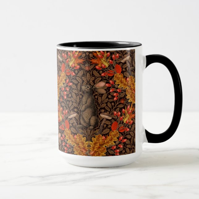 Mug Lapin d'automne sur brun (Droite)