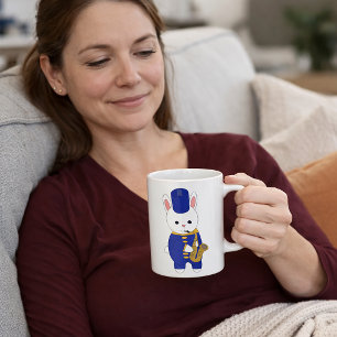 Mug Lapin de la fanfare jouant du saxophone Mignon ble