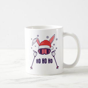 Mug Lapin de Noël skieur avec chapeau de Père Noël et